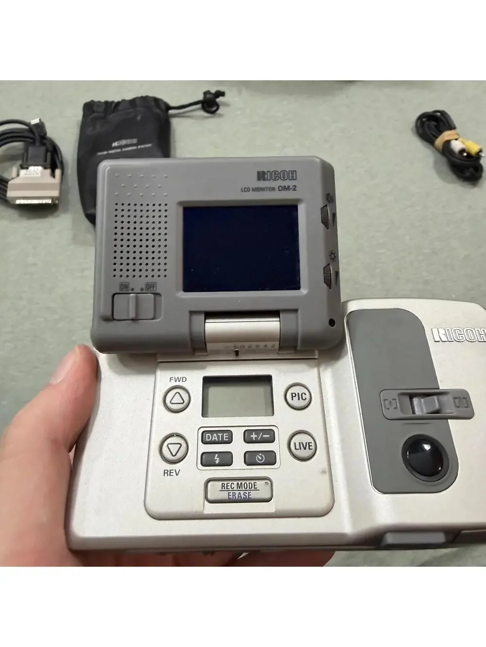 Vintage Ricoh RDC-2 Digital Camera System DM-2 LCD DR-2 ‎ Case & Cords Retro